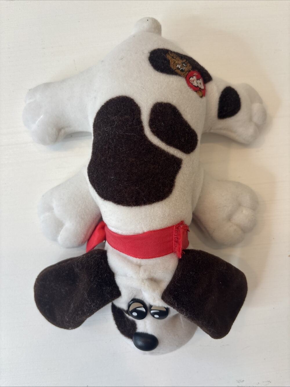 Vintage 1985 Tonka Pound Puppies Plush Dog Black White Spotted Red Collar